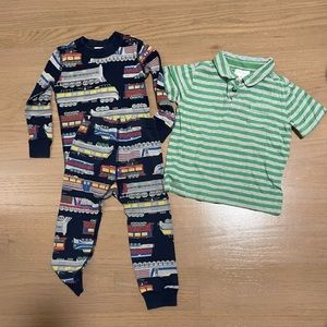 Hanna Andersson train pajama and stripe polo 3T